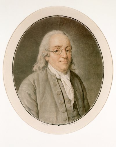 Porträt von Benjamin Franklin mit Brille von Pierre Michel Alix