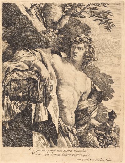 David mit dem Kopf von Goliath von Pierre Mignard I after Simon Vouet