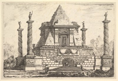 Imaginäre Architektur mit Kamel und Figuren, nach Della Bella von Pierre Moreau