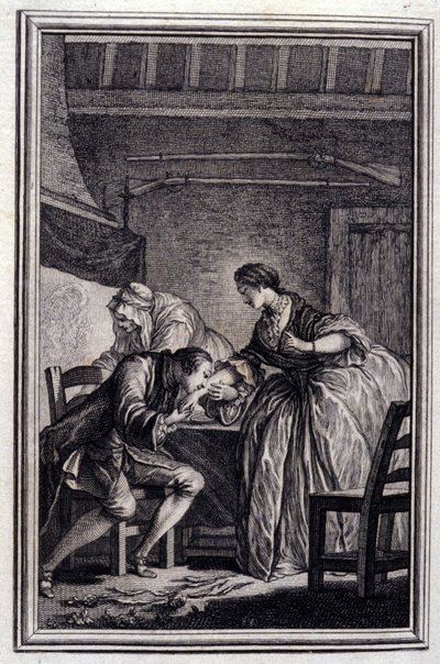 Le Faucon - in „Erzählungen und neue Verse“ von Jean La Fontaine. 1776. Illustration von P.P. Choffard von Pierre Philippe Choffard