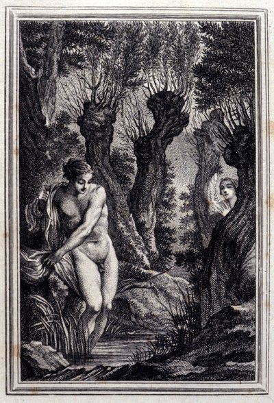 Der Gewissensfall - in „Tales et nouvelles en vers“ von Jean La Fontaine. 1776. Illustration von P.P. Choffard von Pierre Philippe Choffard