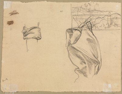 Studien von Draperien und Studie einer Landschaft (verso) von Pierre Puvis de Chavannes