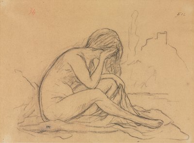 Studie eines weiblichen Aktes (möglicherweise für ein nicht realisiertes allegorisches Gemälde) (recto) von Pierre Puvis de Chavannes