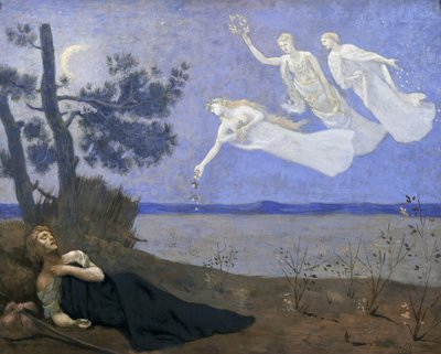 Der Traum: Im Schlaf sah er Liebe, Ruhm und Reichtum auf sich zukommen, 1883 von Pierre Puvis de Chavannes