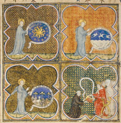 Seite aus "De Proprietatibus Rerum" von Bartholomeus Anglicus, in der französischen Übersetzung von Jean Corbechon, ca. 1390 von Pierre Remiet