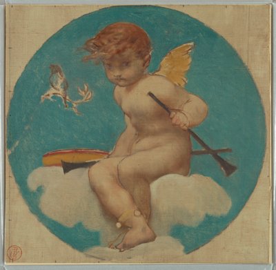 Studie für Rundel mit Putto, der Musikinstrumente hält von Pierre Victor Galland