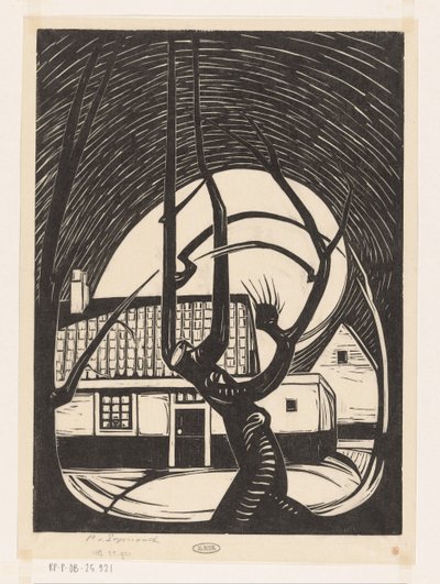 Weide vor einem Haus von Piet Egmond (signed by artist)