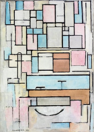 Komposition mit Farbflächen: Fassade von Piet Mondrian