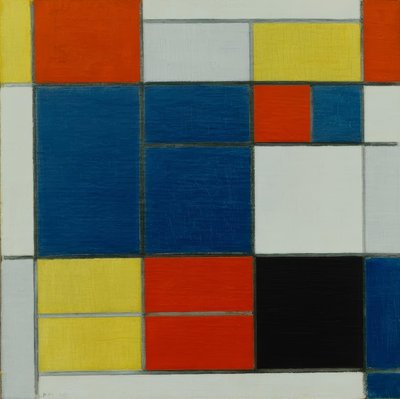 Komposition C; Komposition mit Gelb, Rot, Blau-Grau, Blau und Schwarz von Piet Mondrian