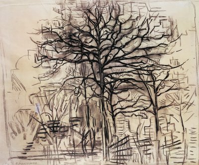 Baumstudie, von Piet Mondrian, Kohle- und Weißbleizeichnung. Niederlande, 20. Jahrhundert von Piet Mondrian