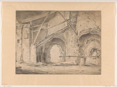 Interieur mit Tor und Treppe von Pieter Bodding van Laer