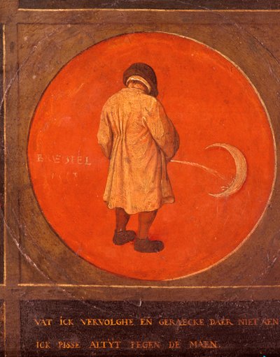 Was auch immer ich tue, ich bereue es nicht, ich pisse weiter gegen den Mond, um 1558-1560 von Pieter Bruegel the Elder