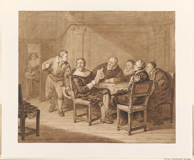 Hugo de Groot erhält Nachricht, dass seine Frau angekommen ist von Pieter Christoffel Wonder (signed by artist)