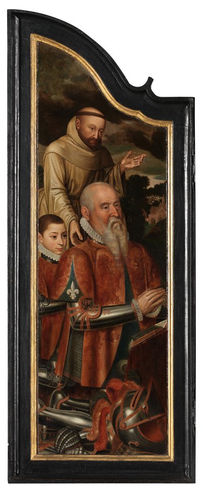 Linkes Panel von Christus am Kreuz mit der Jungfrau, St. Johannes und Maria Magdalena von Pieter Claeissens
