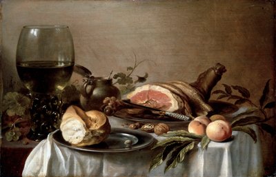 Frühstück mit Schinken, 1647 von Pieter Claesz