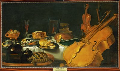 Stillleben mit Musikinstrumenten von Pieter Claesz