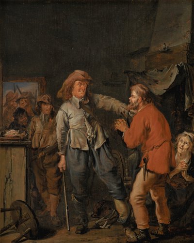Soldaten brechen in die Hütte eines Bauern ein von Pieter Codde