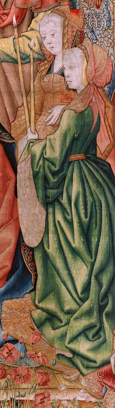 Flämischer Wandteppich. Serie Episoden aus dem Leben der Jungfrau Maria; Darstellung im Tempel. Zweiter Wandteppich der Serie. Modelle zugeschrieben Jan van Roome (oder van Brussel). Herstellung Pieter van Aelst, Brüssel. Ca. 1502-1504. von Pieter Coecke van Aelst