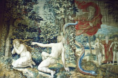 Florenz. Adam und Eva nach dem Sündenfall, Brüsseler Wandteppich, 1548, 20. Jahrhundert von Pieter Coecke van Aelst