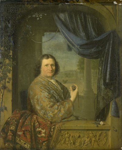 Porträt eines Mannes mit einer Uhr von Pieter Cornelisz. van Slingelandt