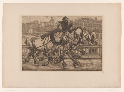 Pferde auf der Pont Sully in Paris von Pieter Dupont (signed by artist)