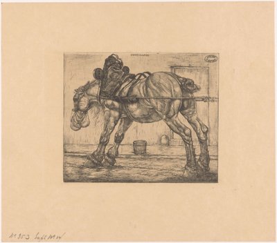 Zugpferd mit Haferbeutel von Pieter Dupont