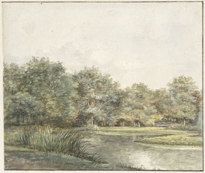 Landschaft mit Bäumen am Wasser von Pieter Ernst Hendrik Praetorius