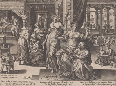 Geburt, aus Der Lauf des menschlichen Lebens, 1570 von Pieter Furnius