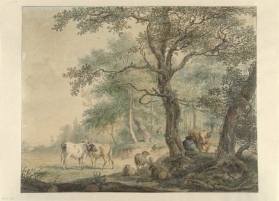 Landschaft mit zwei Hirten mit Vieh von Pieter Gerardus van Os