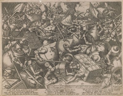 Kampf der Geldsäcke und der Truhen, ca. 1560 von Pieter Heyden van der