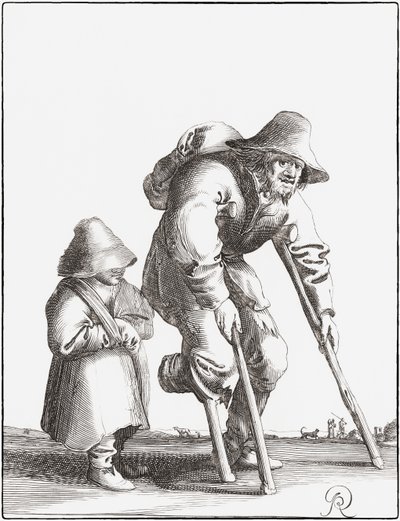 Verkrüppelter Bettler mit Kind von Pieter Jansz (after) Quast