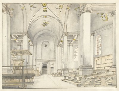 Ansicht des Kirchenschiffs der Nieuwe Kerk, Haarlem, Blick nach Westen von Pieter Jansz Saenredam