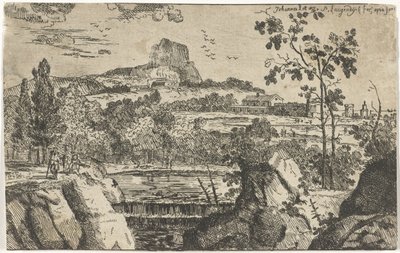 Bergige Landschaft mit Wasserfall von Pieter Langendijk (I)