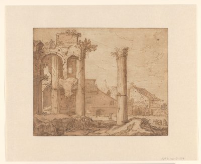 Das Forum von Nerva in Rom, gesehen vom Tempel der Minerva von Pieter Lastman