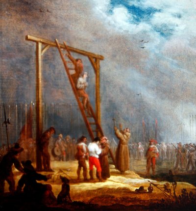 Eine Hinrichtung an einem Galgen von Pieter Meulener