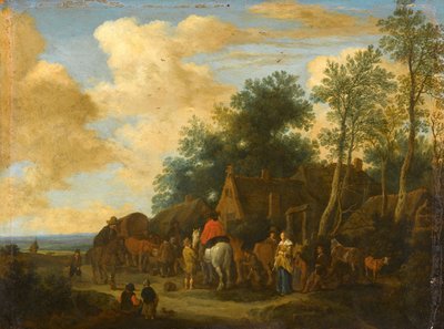 Halt an einem Gasthof am Straßenrand von Pieter Molijn