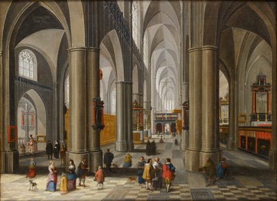 Innenraum einer Kathedrale mit Figuren, 1640-1660 von Pieter Neefs
