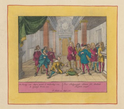 Herzog Philipp von Anjou akzeptiert die spanische Krone, 1700 von Pieter Schenk (I)