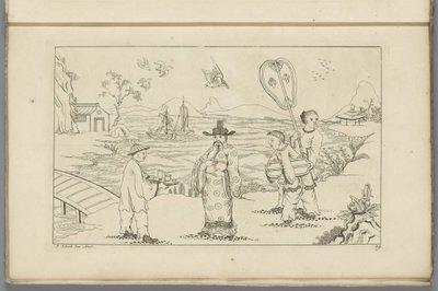 Chinesischer Herr empfängt Tee von einem Diener in einer Landschaft von Pieter Schenk (II)