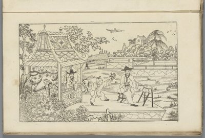 Chinesischer Trommler auf Plateau in Landschaft von Pieter Schenk (II)