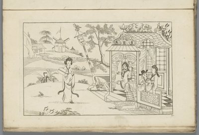 Landschaft mit einer chinesischen Dame von Pieter Schenk (II)