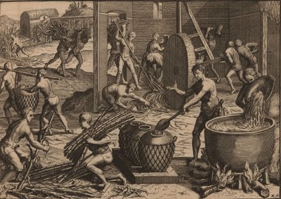 Sklaven verarbeiten Zuckerrohr und stellen Zucker her von Pieter Van der Aa