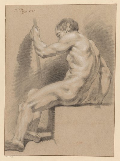 Sitzender männlicher Akt, seitlich gesehen (3. Preis 1770) von Pieter Wagenaar (II)