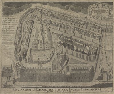 Ansicht des Sint-Elisabeth-Begijnhofs und der Sint-Elisabeth-Kirche in Gent von Pieter Wauters