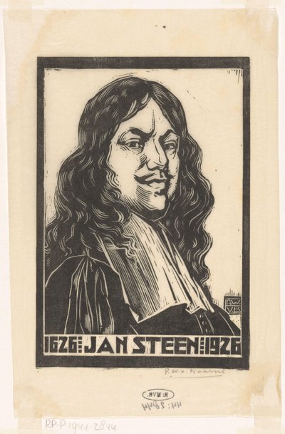 Porträt von Jan Steen von Pieter Willem van Baarsel (signed by artist)