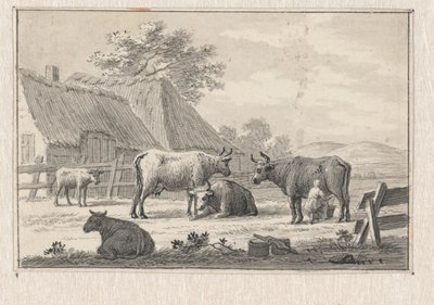 Bauernhof mit melkendem Mädchen von Pieter de Goeje