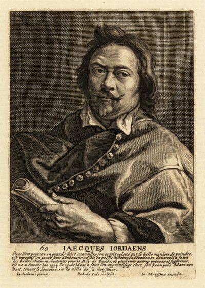 Porträt von Jacques Jordaens, flämischer Maler, Zeichner und Tapisseriedesigner, bekannt für seine Historiengemälde, Genrebilder und Porträts von Pieter de II Jode