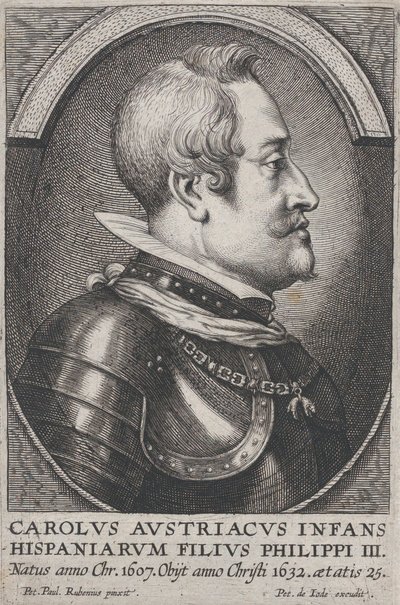 Porträt von Karl von Österreich, Infant von Spanien, im Profil nach rechts von Pieter de Jode II