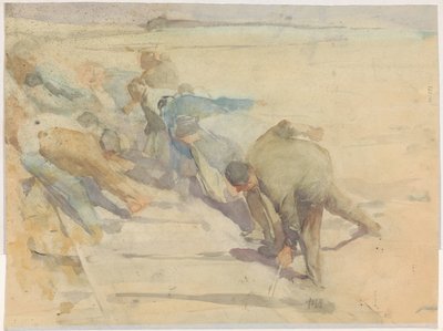 Arbeiter beim Aufbrechen von Schienen von Pieter de Josselin