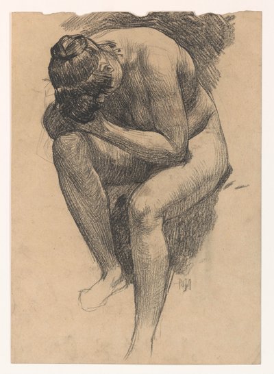 Aktstudie einer vorwärts gebeugten sitzenden Frau von Pieter de Josselin